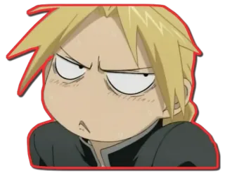 😒 Edward Elric Fullmetal Alchemist อนิเมะ, การ์ตูน, สติกเกอร์, แขนกลคนแปรธาตุ, เอ็ดเวิร์ด เอลริค, หน้าตลก telegram sticker