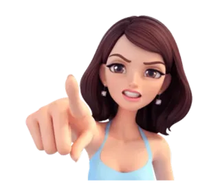👇 mujer, apuntando, dedo, gesto, enojada, dibujos animados telegram sticker
