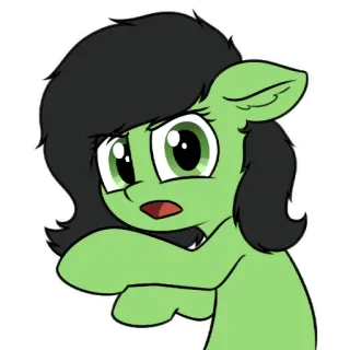 😨 小马, 卡通, 动物, 绿色, 表情, 可爱, 动画 telegram sticker