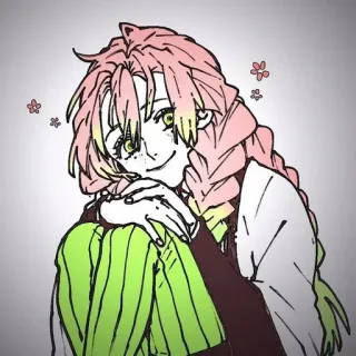❣ Mitsuri Kanroji Demon Slayer 애니메이션, 귀멸의 칼날, 미츠리, 칸로지 whatsapp sticker