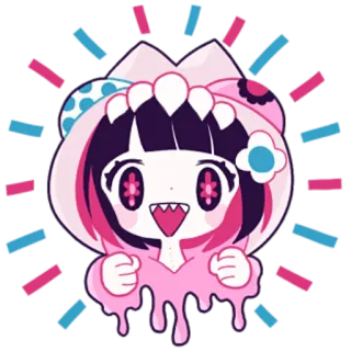 👍 Cartoon, Chibi, Mignon, Kawaii, Rose, Personnage, Anime whatsapp sticker
