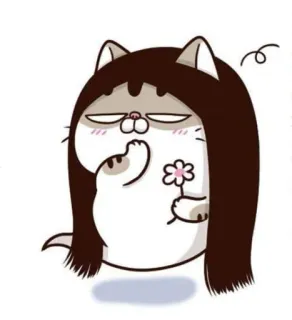 🤣 Katze, Cartoon, Blume, Süß, Lustig, Zeichnung telegram sticker