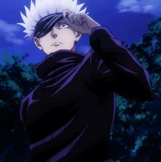 😉 Gojo Satoru Jujutsu Kaisen gojo satoru, anime, jujutsu kaisen, czarnoksiężnik, manga, postać, białe włosy telegram sticker