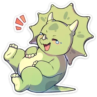 😂 공룡, 트리케라톱스, 만화, 귀여운, 웃는, 스티커 telegram sticker