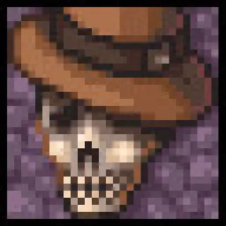 💀 esqueleto, pixel art, sombrero, calavera, tenebroso telegram sticker