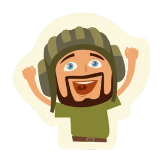 😄 carro armato, militare, cartone animato, celebrazione, elmetto telegram sticker
