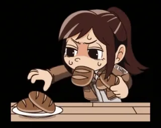 ๐ Sasha Blouse Attack on Titan anime, food, bread, cartoon telegram sticker