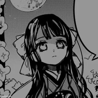 🍙 Anime, Manga, Cô gái, Đen trắng, Nhân vật whatsapp sticker