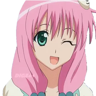 😉 Lala Satalin Deviluke To Love Ru anime, manga, pink hair, wink, cute, kawaii telegram sticker