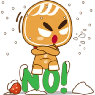 😕 NO! kue jahe, tidak, marah, kue kering, natal telegram sticker