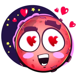 😍 luna, amor, corazón, estrellas, lindo, dibujos animados, planeta whatsapp sticker