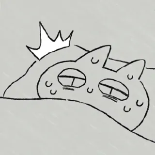 ❗️ cat, crown, sleepy, lazy, cute, cartoon telegram sticker