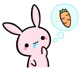 🤤 lapin, carotte, animal, mignon, dessin animé, bunny whatsapp sticker