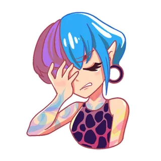 🤦‍♀️ Мультфильм, Девушка, Иллюстрация, Эмо, Татуировки, Грустный whatsapp sticker