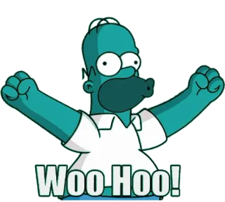 😆 Homer Simpson The Simpsons Woo Hoo! Homer Simpson, I Simpson, Cartone animato, Festa, Felice, Evvai telegram sticker