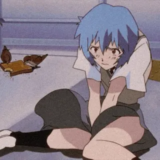 😖 Rei Ayanami Neon Genesis Evangelion anime, character, girl, sad, rei ayanami, evangelion telegram sticker