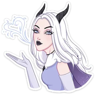 😘 sticker, illustratie, vrouw, wit haar, fantasie, personage telegram sticker