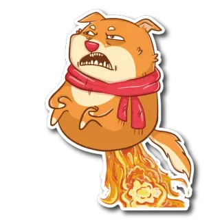 😡 dog, cartoon, animal, humor, fire, scarf telegram sticker