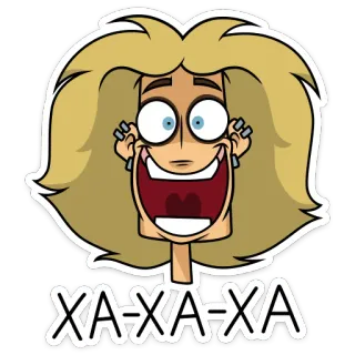 😆 ХА-ХА-ХА 만화, 웃음, 웃긴, 사람, 금발, 흥분, 유머 telegram sticker