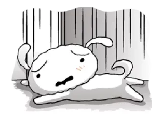 😩 dog, cartoon, animal, running, cute, white telegram sticker