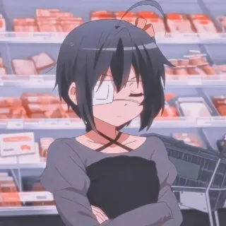😡 anime, girl, cartoon, shopping, grocery store, character telegram sticker