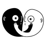 ❤️ astratto, faccia, bianco e nero, yin yang, illustrazione telegram sticker