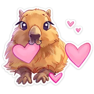 🥰 капибара, грызун, животное, милый, сердечки, любовь, стикер telegram sticker