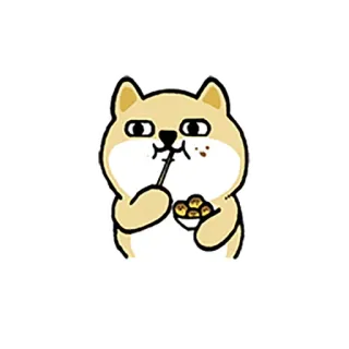 🍡 狗, 吃东西, 卡通, 可爱, 柴犬 whatsapp sticker