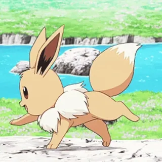 😝 Eevee Pokémon โปเกมอน, อีวุย, สัตว์, น่ารัก, วิ่ง, การ์ตูน telegram sticker