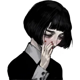 🥹 Эмо, Грустно, Девушка, Цветы, Плачет telegram sticker