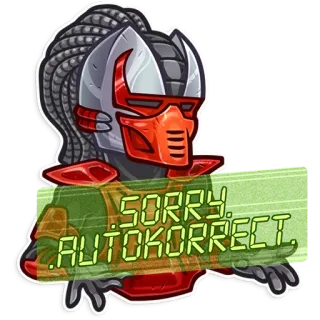 🤬 SORRY AUTOKORRECT robot, autocorrectie, excuus, mechanisch, typefout telegram sticker