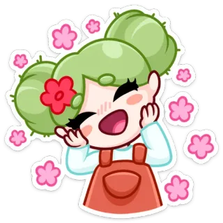 🌵 mignon, kawaii, animé, manga, fleur, joyeux telegram sticker