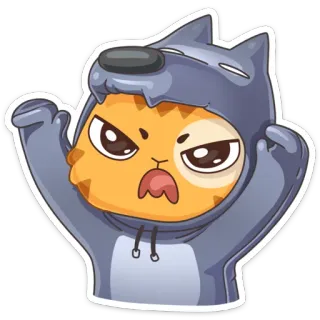 👿 кот, злой, мультик, милый, животное, стикер telegram sticker