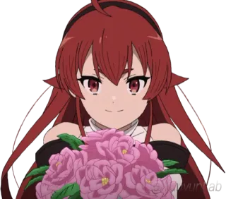 💐 애니메이션, 소녀, 꽃, 빨간 머리, 만화 telegram sticker