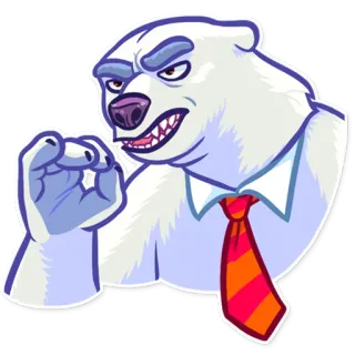 💁 oso polar, dibujo animado, animal, corbata, presumido, pegatina whatsapp sticker