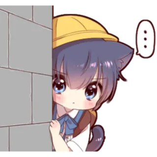 🍓 Anime, Gato, Trabalhador da construção, Fofo, Tímido, Adesivo telegram sticker
