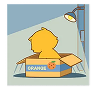 ☹ ORANGE arancione, gatto, scatola, frutta, cartone animato telegram sticker