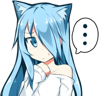 💬 Anime, Nekomimi, Kawaii, Manga, Cheveux bleus, Mignon whatsapp sticker