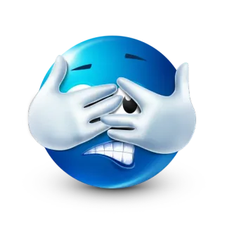 😱 Emoji, Cara, Asomar, Escondido, Azul whatsapp sticker