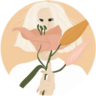 🌸 женщина, цветы, лилия, цветочный, эстетика, художественный telegram sticker