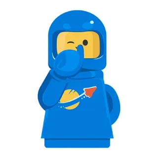 🤫 Lego, Astronaut, Luar angkasa, Berkedip, Kartun, Biru, Roket whatsapp sticker