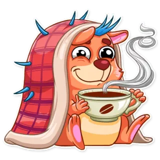 ☕ criceto, caffè, carino, cartone animato, mattina, relax, accogliente telegram sticker