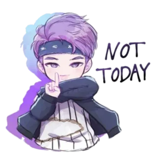 😒 NOT TODAY expression, not today, message, attitude, purple, anime, cartoon whatsapp sticker