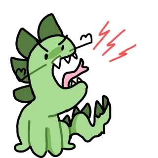 🤬 dinosaurio, monstruo, dibujos animados, enojado, lindo, ilustración, animal, verde telegram sticker