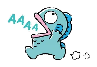 🐙 AAAA 魚, 漫画, 動物, 青, 叫び telegram sticker