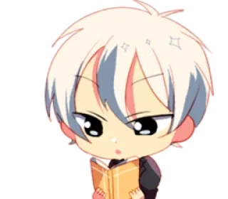 📖 anime, manga, reading, book, chibi, cute whatsapp sticker