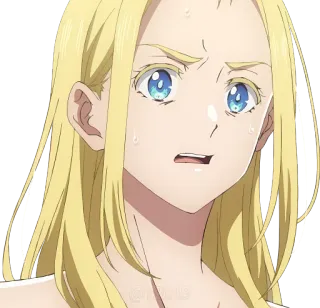 😟 аниме, женщина, блондинка, выражение telegram sticker