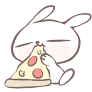 🍕 うさぎ, ピザ, 漫画, かわいい, 可愛い, 動物, 食べ物 telegram sticker