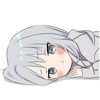 ☺️ anime, chibi, kawaii, girl, lying down, tired telegram sticker