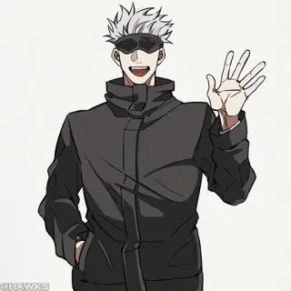 👋 Satoru Gojo Jujutsu Kaisen Animé, Satoru Gojo, Jujutsu Kaisen, Personnage, Vague, Souriant telegram sticker